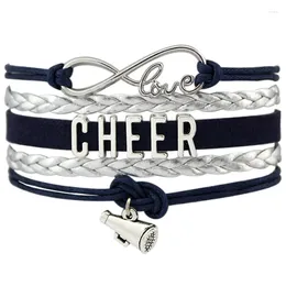 Bracelets de charme Cheer Mom Infinity Megaphone Pom-Pom Girl Cheering Squad Team Girls Cuir Wrap Bijoux