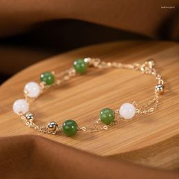 Pulseras de encanto Chengyue Pequeña pulsera estrellada exquisita Jasper plateado 14k oro dorado blanco jade joyería de mujer de alto grado