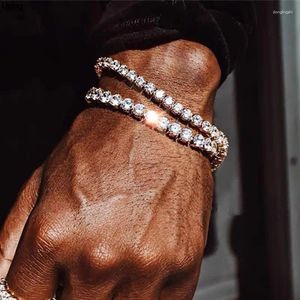 Bracelets de charme Chic Hiphop Iced Out Fine Crystal Tennis Bracelet pour hommes Mâle Male Punk Punk Zirconia Man ARM SHAND ON THE Hand Streetwear