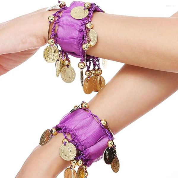 Pulseras con dijes, puños de danza del vientre de gasa, joyería de estilo coreano, monedas suspendidas, regalo de cumpleaños con cuentas ajustables