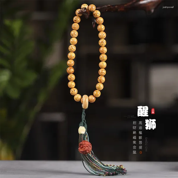 Bracelets de charme Bracelet de gland de corde tissée à la main de style ethnique chinois-chic culturel et élégant tenu chaîne de lion de bon augure
