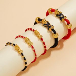 Bedelarmbanden Chinese fengshui armband pi xiu yao trek rijkdom gezondheid Good Luck polsband verstelbare rode zwarte touwketen