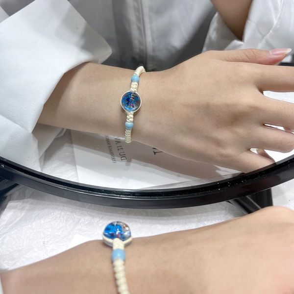 Bracelets de charme chinois fait à la main ciel étoile papillon fleur sèche tissage bracelet pour femmes lumière luxe élégant mode Kpop bijoux