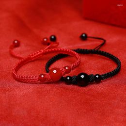 Bracelets de charme Bracelet rouge chinois Pierre naturelle Cinabar Amitié Corde Lucky Chain Couple pour hommes Femmes Amulette Cadeaux tressés