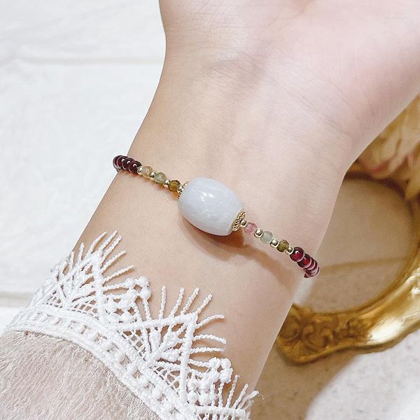 Bracelets porte-bonheur Style chinois Bracelet grenat classique Jade boucle de sécurité perles de transfert Cuentas Para Pulseras