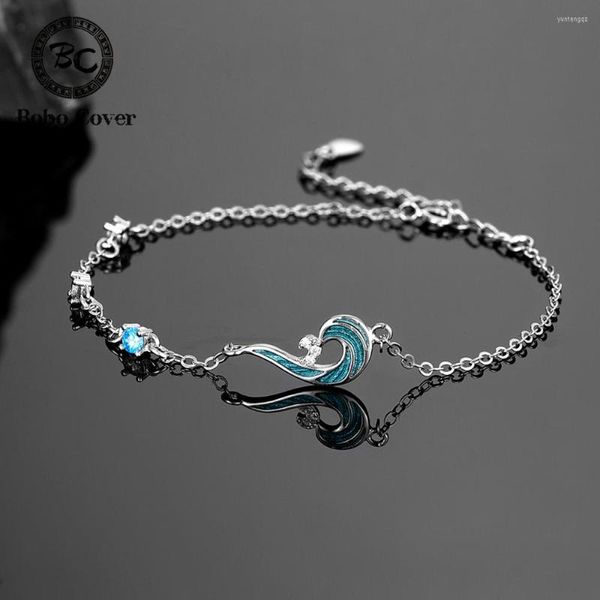 Pulseras con dijes Estilo chino Nube Spray Modelado Esmalte Mujeres Romántico Chapado en plata Cristal Circón Accesorios Joyería fina Regalos