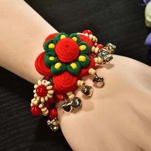 Bracelets de charme Style chinois créatif tissé à la main bracelet de perles ethnique coloré fleur bonne chance cloche main chaîne ami fille cadeau