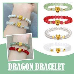 Bracelets de charme Style chinois Dragon Bracelet Femmes Hommes 2024 Année Amitié Rouge Bracelets Élastique Chanceux Perlé Amulette Bijoux T2x7