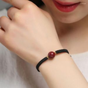 Charm Armbanden Chinese Stijl Natuurlijke Cinnaber Handgeweven Rode Touw Eenvoudige Mannen En Vrouwen Lucky Mode Vriendschap Gift Armband