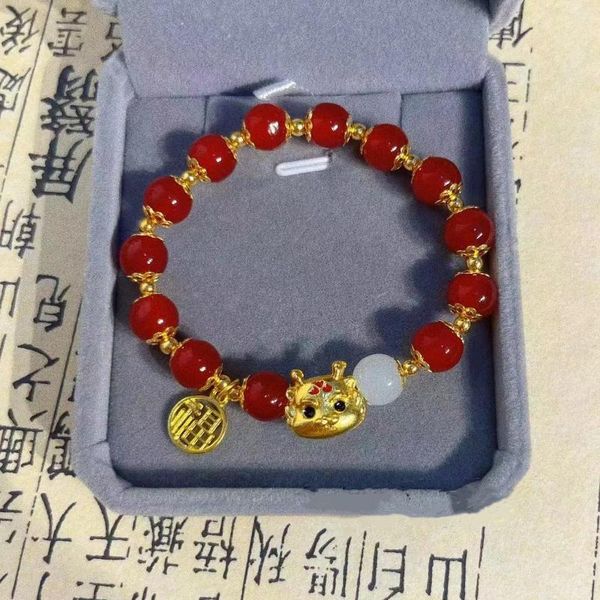 Braceletas Charlets Estilo chino Pulsera de dragón zodiaco para mujeres Pixiu Pixiu Riqueza Buena suerte Muñecación para joyas de la suerte