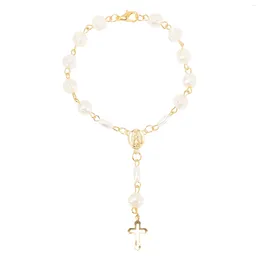 Bracelets de charme bracelet bracelet croix religieuse Rosaire pour femmes bijoux fermoir en fermoir cadeau