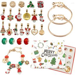 Bracelets de charme Calendrier de l'Avent de Noël Thème DIY Bijoux Bracelet Kit de fabrication pour enfants Boîte cadeau Année Navidad