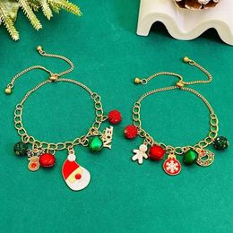 Bracelets de charme Bracelet de Noël pour femmes Creative Flocon de neige Elk Bell Santa Claus Pendentif Pull-out Accessoires de fête