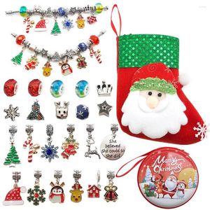 Bedelarmbanden kerstarmband voor vrouwen meisjes diy charms hangers kralen maken kit sieraden cadeau hangende sokken decoratie