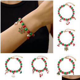 Bracelets de charme bracelet festif de Noël santa claus arbre canne fermère fermable gouttes réglables bijoux dhlvm