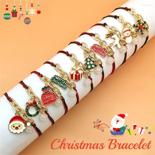 Bracelets de charme Thème de Noël Wish Bracelet Père Noël Elk Bonhomme de neige Arbre de Noël Glow Pendentif pour femmes Kid Cadeaux de vacances Bijoux de fête