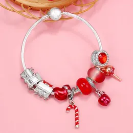 Bedelarmbanden kersttrein Apple Candy Bead met hangers fit diy modemerk armband voor vrouwen Kids Xmas Jewelry cadeau