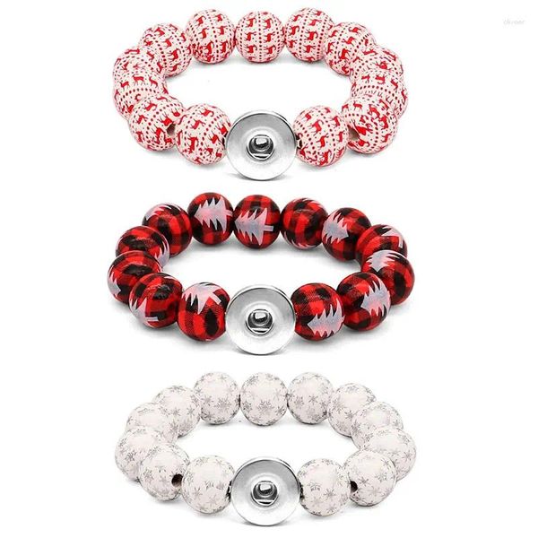 Bracelets de charme arbre de noël flocon de neige bonhomme de neige fait à la main en bois 18mm bouton pression bracelet pour garçons filles cadeau SF266