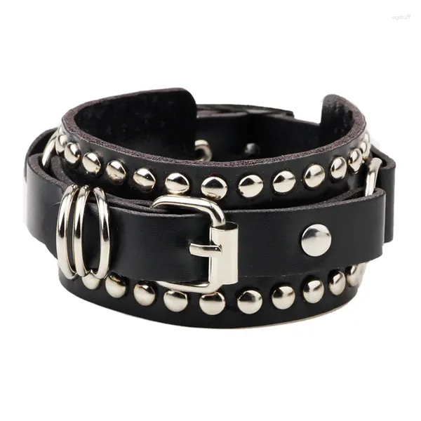 Bracelets de charme Couple classique Tendance Punk Ceinture Rivet Bracelet Hommes et Femmes Hip Hop Cuir Personnalisé Party Bijoux Accessoires