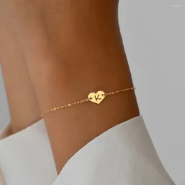 Charme pulseiras clássico coração forma A-Z pulseira inicial mulheres moda aço inoxidável o-chain para presente de jóias