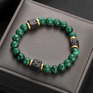 Bedelarmbanden Klassieke Malachiet Armbanden Mannen Sieraden Healing Lava Kralen Armband Pulsera Diabetes Relief Armband Vrouwen