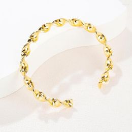 Braccialetti con ciondoli Bracciale da donna classico semplice aperto regolabile placcato in oro 14k