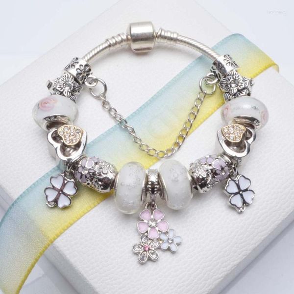 Pulseras con dijes Código Drop Pulsera de color auténtico para mujer Ajuste joyería fina DIY Regalos de novia hechos a manoCharm Lars22