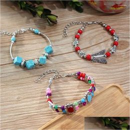 Pulseras de encanto Cadena coloreada Nepal Nepal Bosque de vacaciones especial Yunnan Estilo étnico Regalos de brazalete retro para mujeres en entrega de caída dhqfb