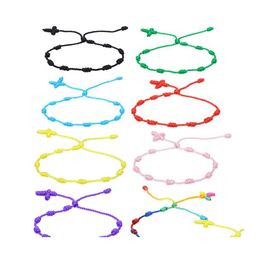 Bedelarmbanden colorf 7 knopen string voor bescherming Veel geluk amet succes voorspoed handgemaakte touwarmband gelukkige armbanden drop del otuqy