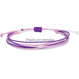 Bracelets de charme Colorf tissé à la main tressé corde amitié pour femmes fille amant réglable décor bijoux livraison directe Dhcsu