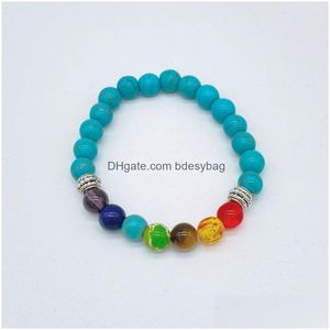 Bracelets de charme Colorf Bracelets de charme en pierre de lave naturelle NCE perles pour hommes femmes Yoga Party Club bijoux faits à la main livraison directe Jewe Dhcsy