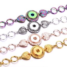 Charm Bracelets Colorf Sier Gold Rose Color 18Mm Snap Button Heart Charms Bracelet Bangle Para Mujeres Proveedor Venta al por mayor Drop D Dhgarden Dhn7L