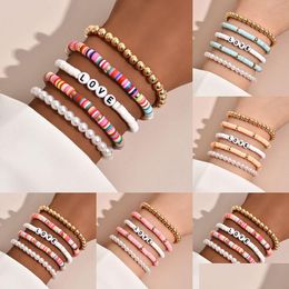 Bracelets de charme Colorf Lettre d'amour empilable pour femmes Argile douce Y Superposition de perles d'amitié Bracelet Boho Bijoux Cadeau Drop Deliv Dhsvd