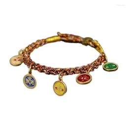 Bedelarmbanden kleurrijke bangle hand geweven handchain verstelbare handgemaakte polsband met vijf goden uniek sieradencadeau voor geliefde