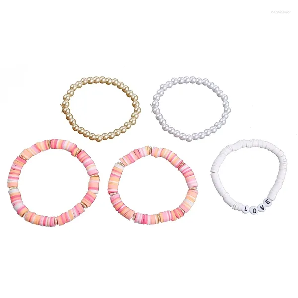 Pulseras de dijes Pulsera de cuentas coloridas Cuerda de vinilo africana para mujer