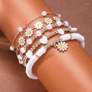 Bracelets de charme coloré perlé petite fleur de marguerite pour femmes fille bohème à la main perles élastiques bracelet pulseras bijoux en gros