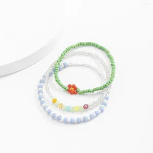 Bedelarmbanden Kleurrijke Boho Rijstkralen Armband Set Voor Vrouwen Zomer Strand Vriendschap Daisy Bloem Elastische Handgemaakte Sieraden Cadeau