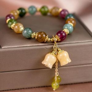 Bracelets de charme Bracelet coloré avec clochette élégante et chic décoration de la main cordes de perles bijoux de luxe cadeaux minimalistes