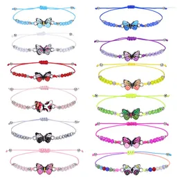 Bedelarmbanden kleurrijk kristallen kralen vlinder handgemaakte gevlochten touw verstelbare armbanden voor vrouwen meisje tieners sieraden accessoires