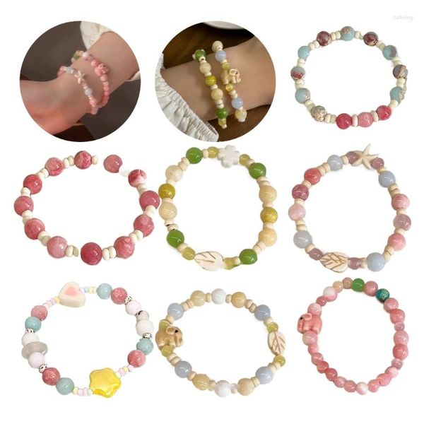 Bracelets porte-bonheur coloré éléphant en céramique perlé brin pour femmes bijoux été printemps bracelet chaîne à main fête livraison directe