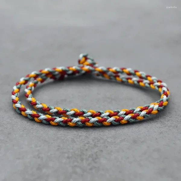 Pulseras de encanto Colorido Lucky Tibetan String Brazaletes para mujeres Hombres Hecho a mano Borla Nudos Hilo Cuerda Pulsera Amante étnico Joyería