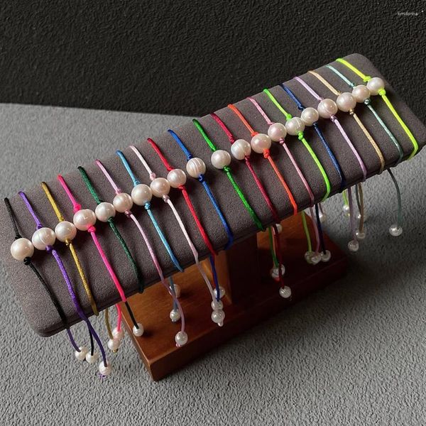 Bracelets de charme chaîne de corde colorée Baroque Pearl Friendship For Women Girl Big Potato Bracelet d'eau douce naturel