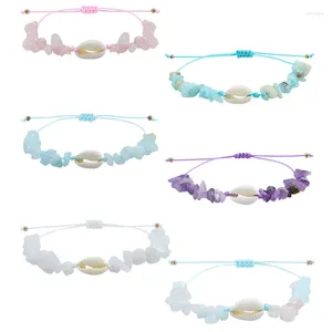 Pulseras de encanto Pulsera de concha de piedra colorida Huevo Blanco Cristal púrpura para mujeres Hombres Encantos ajustables Cuerda al por mayor