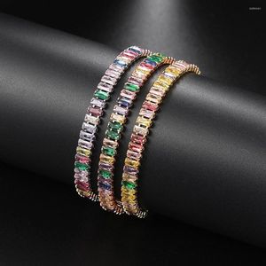 Bracelets de charme Bracelet de tennis coloré pour adolescente fille coréenne mode or couleur zircon chaînes à la main ami cadeau femmes arc-en-ciel cristal