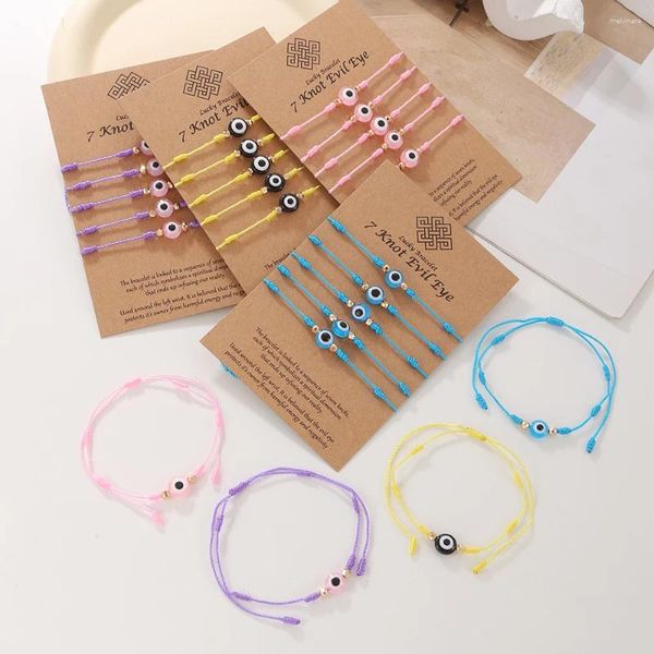 Pulseras de encanto Ojo turco colorido para mujeres Lady Evil Hecho a mano Trenzado Nudos ajustables Joyería de la suerte Regalos de amistad