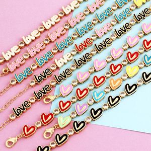 Pulseras con dijes Colorido Amor romántico Corazón Esmalte Pulsera Sol Luna Cruz Joyería de moda hecha a mano Fiesta Verano Playa Regalo para ella