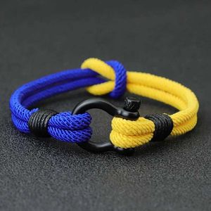 Bracelets de charme Bracelet Bracelet Braclet jaune bleu Détachable en acier inoxydable détachable Couleur de drapeau ukrainien