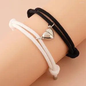 Bedelarmbanden Contrasterende kleuren Magnetische hartarmband Handgemaakte sieraden Accessoires Paar Liefde Handtouw Fortuin