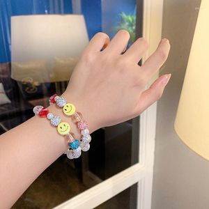 Bedelarmbanden coole schattige kralen smile hart verstelbare armband voor mannen vrouwen geluk lederen hangleer sieraden punk party cadeau