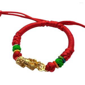 Bracelets porte-bonheur pièce de monnaie en cuivre Pi Xiu Bracelet en corde rouge bracelets ethniques réglables fête Festival cadeau pour les amis